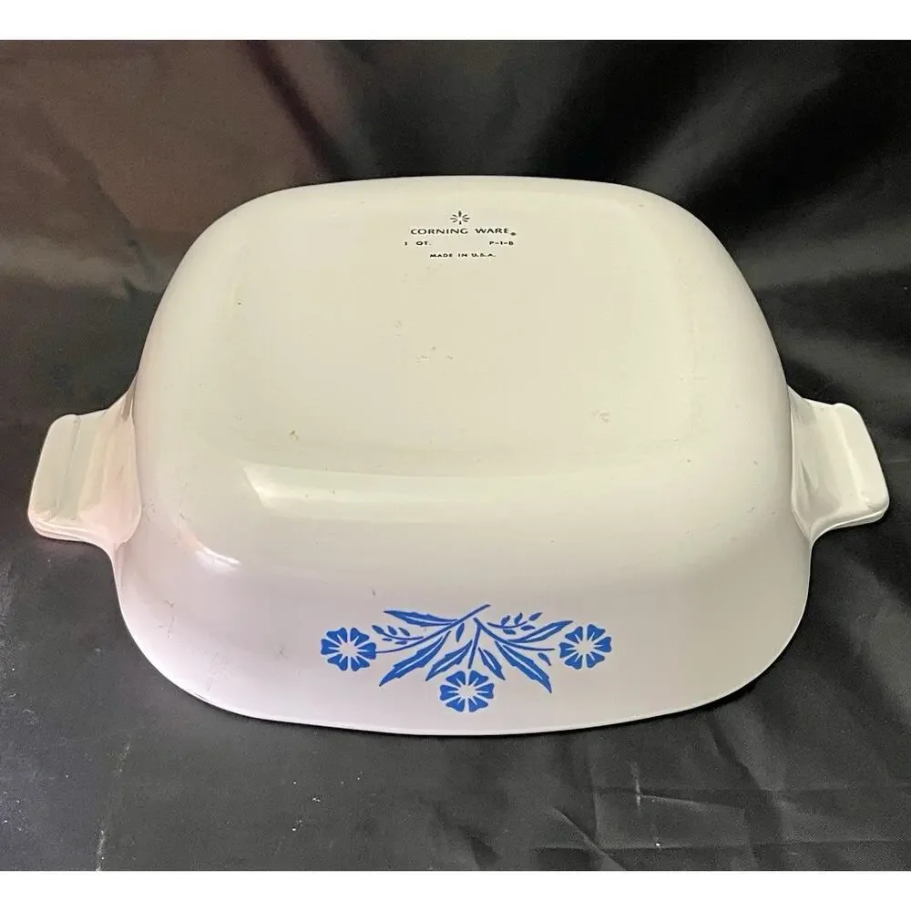 Corning Ware P1B Baking Dish Cornflower Pattern Ceramic 1 Quart Vintage 1960s